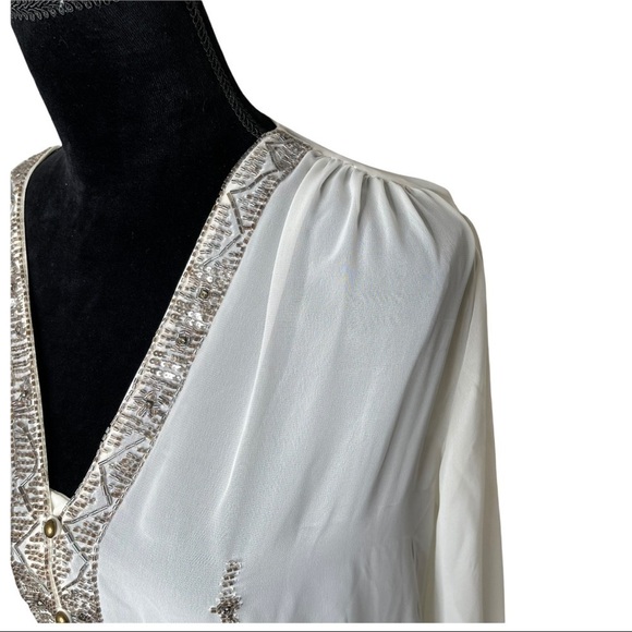Revolve Plenty by Tracy Reese Embellished Swingly Blouse in Vanilla Beaded XS - Picture 7 of 17